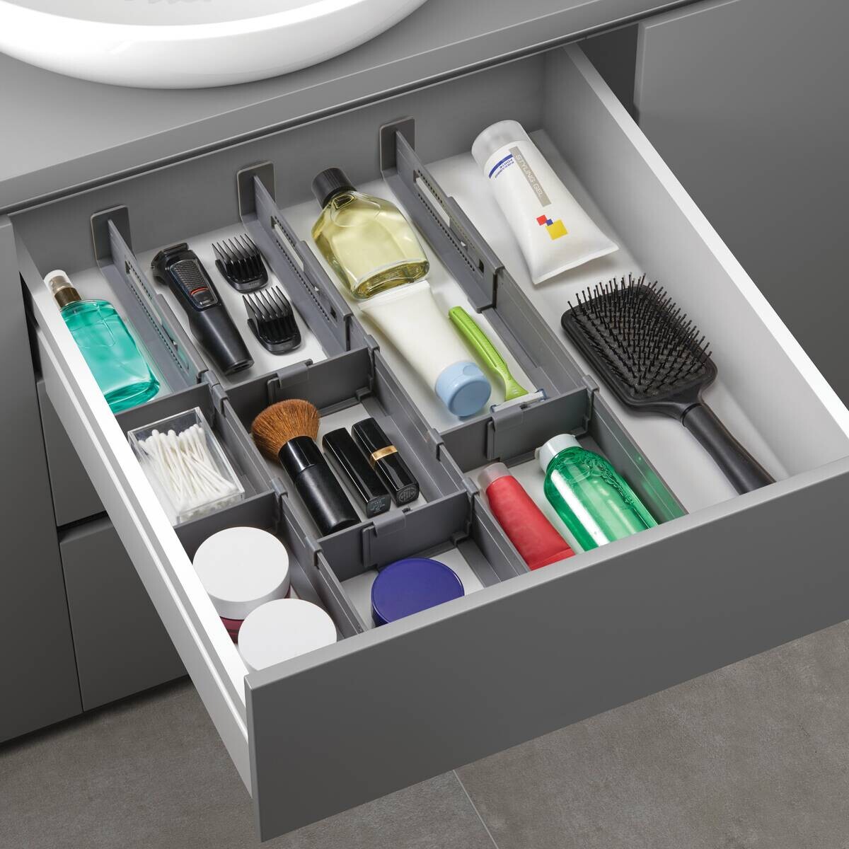 Metaltex Schubladen-Organizer Multi-Fit Plus grau Kunststoff