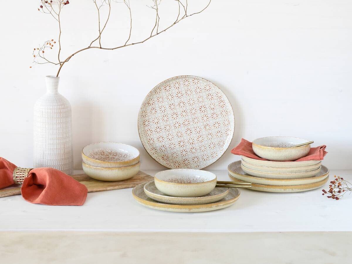 CreaTable Tafelservice Uno Emiliana rot Steinzeug 12 tlg.