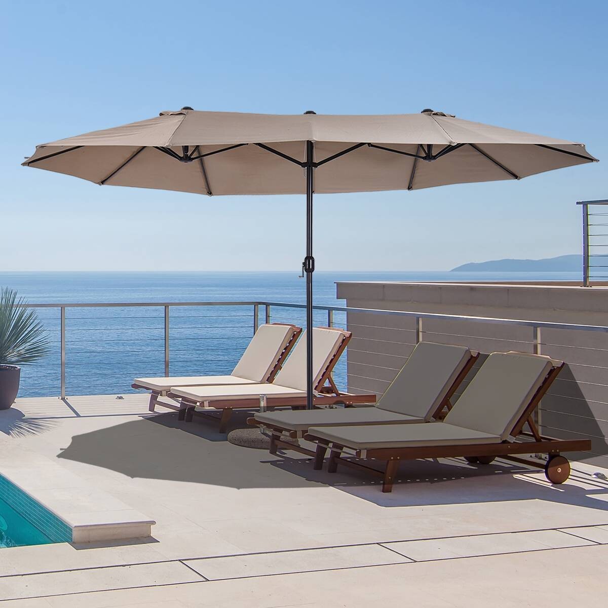 Outsunny Marktschirm café braun Metall B/H/L: ca. 270x240x460 cm