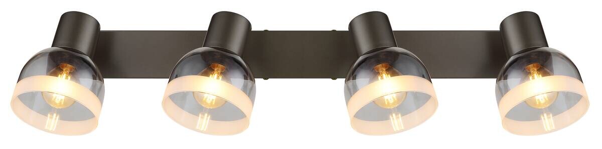 GLOBO Spot schwarz Rauch Glas Metall B/H/L: ca. 10x14x56 cm E14 4 Brennstellen