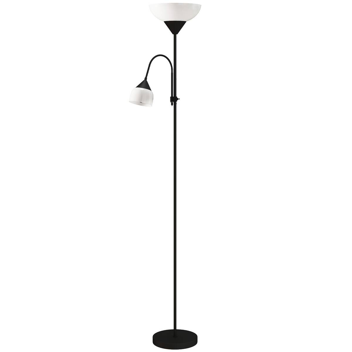 HOMCOM Stehleuchte schwarz Metall Kunststoff B/H/L: ca. 28x179,5x28 cm E27 2 Brennstellen