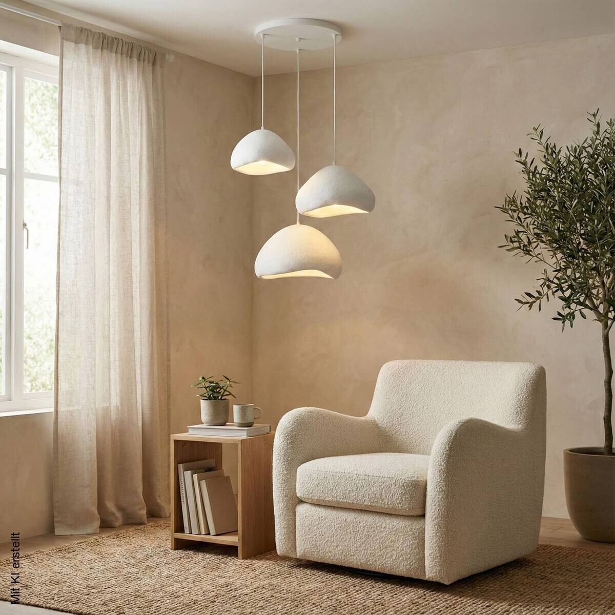 Opviq Pendelleuchte weiß B/H/T: ca. 82x115x82 cm E27 3 Brennstellen