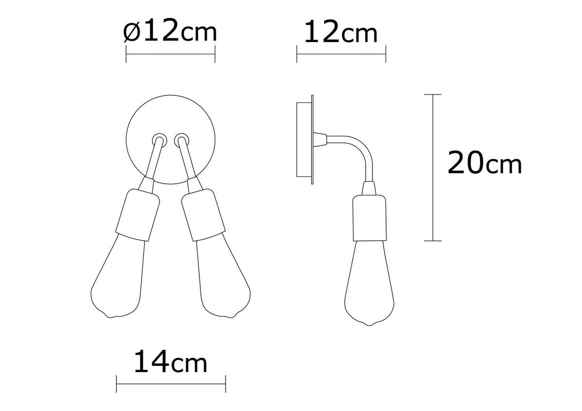 Opviq Wandleuchte schwarz Metall B/H/L: ca. 14x20x14 cm E27 2 Brennstellen