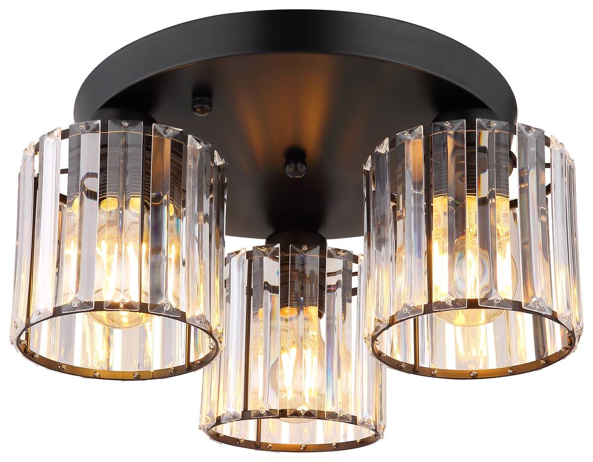 GLOBO Deckenleuchte klar schwarz Acryl Metall H/D: ca. 18x35 cm 3 Brennstellen