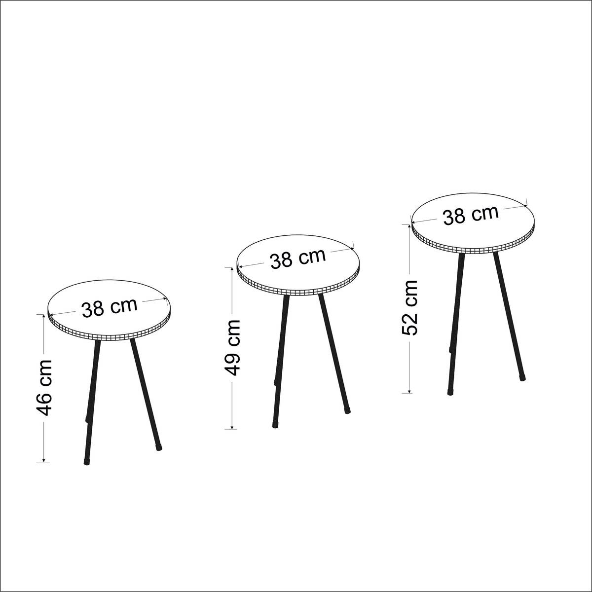 Beistelltisch 3er-Set. 21716146 schwarz Marmoroptik B/H/T: ca. 38x53,5x38 cm