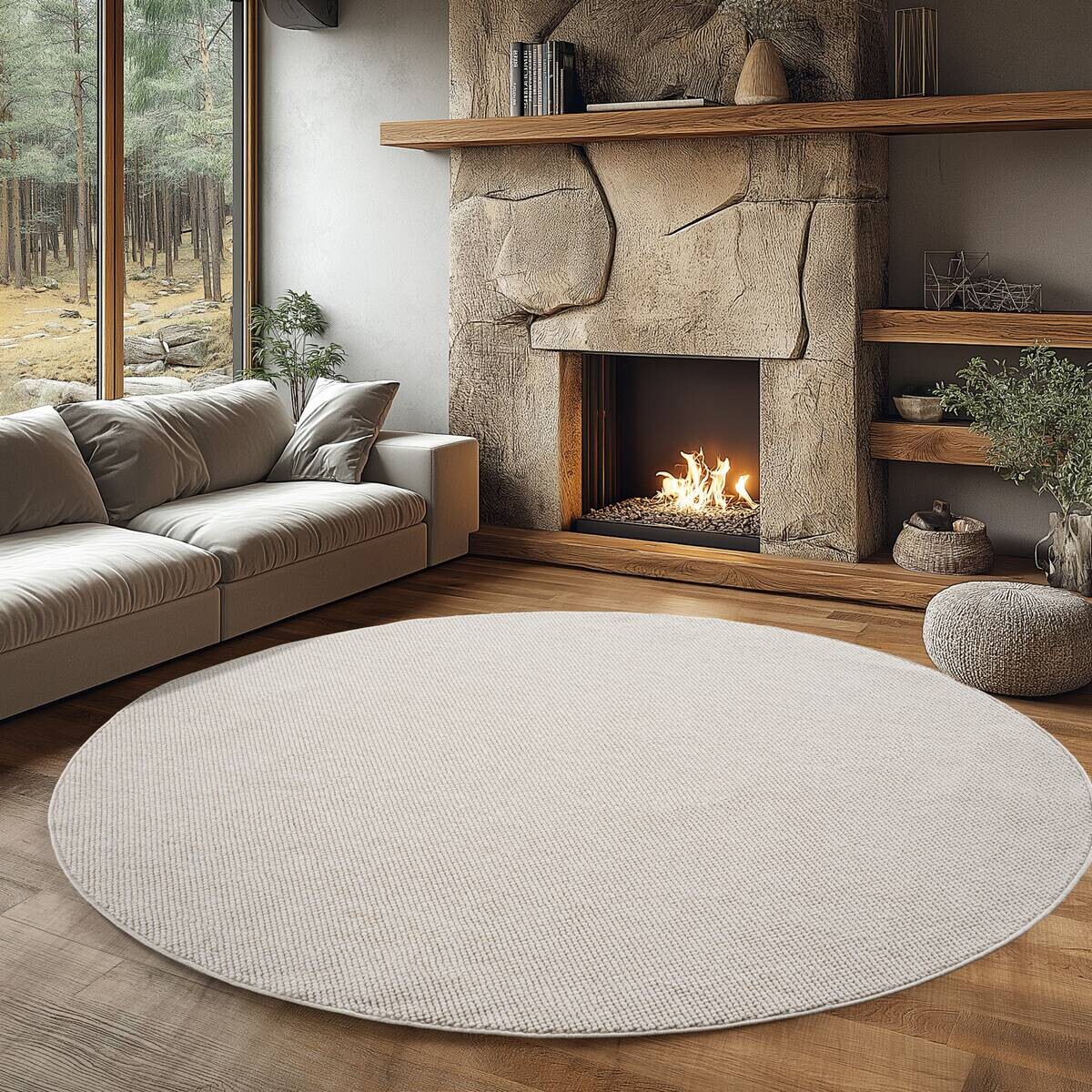 Ayyildiz Kurzflorteppich HELIX creme B/H/L: ca. 200x0,7x200 cm
