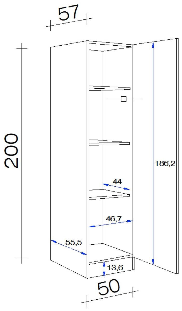 Seitenschrank Samoa weiß Eiche Nachbildung B/H/T: ca. 50x200x57 cm