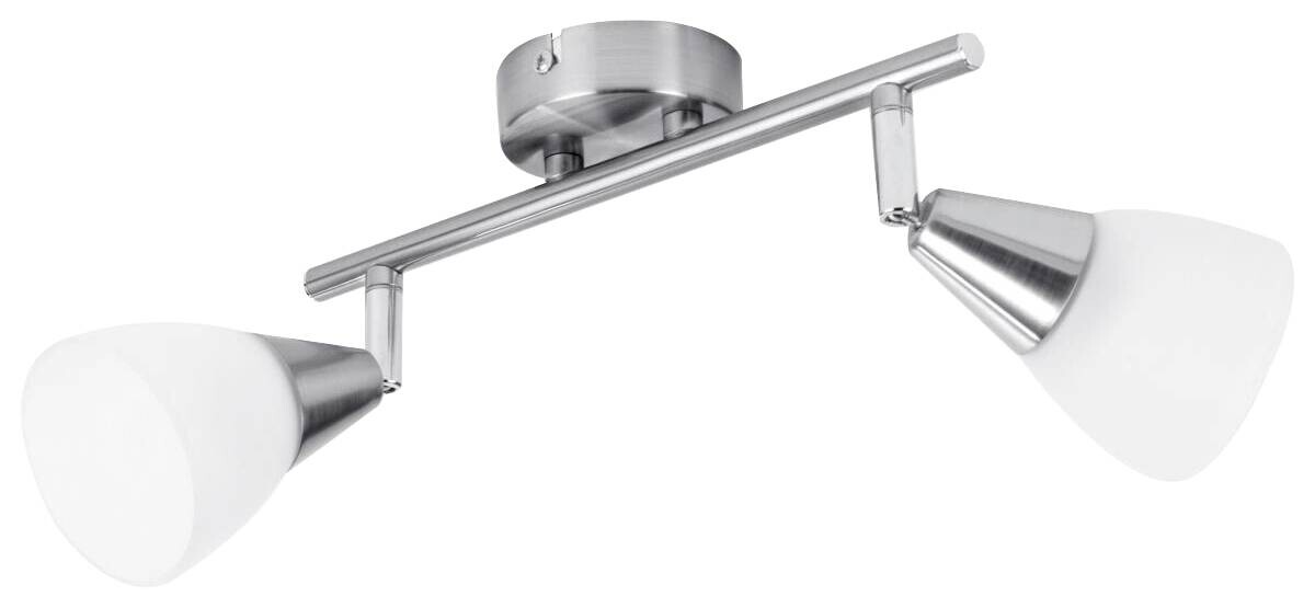 POCOline Spot 2-flg. Tadea nickel matt weiß Metall Glas B/H/L: ca. 8,5x20x30 cm E14 2 Brennstellen