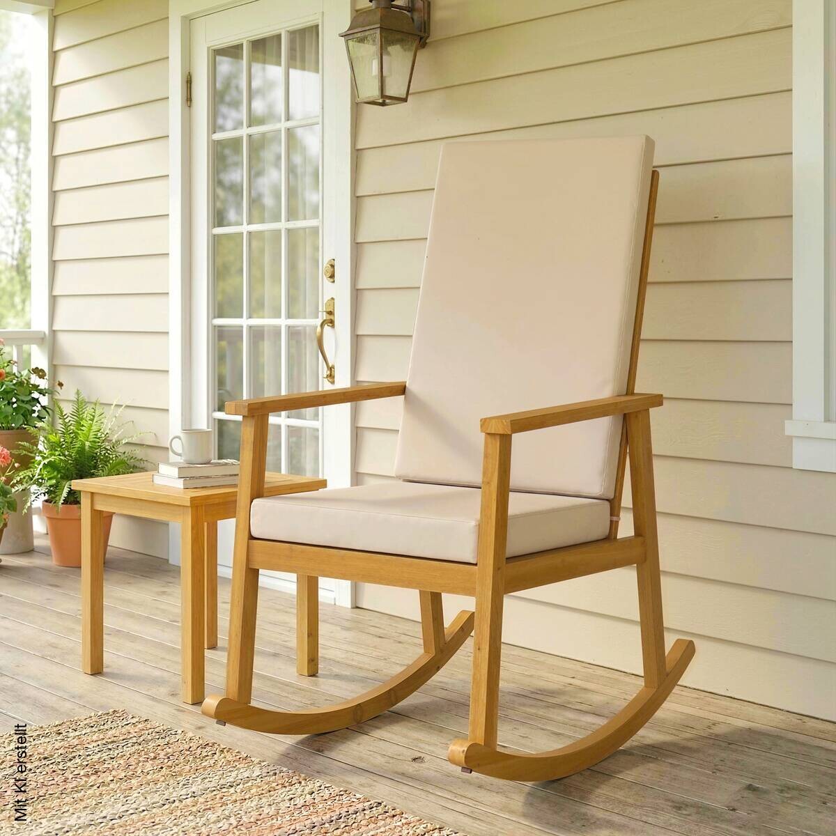 Outsunny Schaukelstuhl natur Polyester B/H/L: ca. 60x107x89 cm