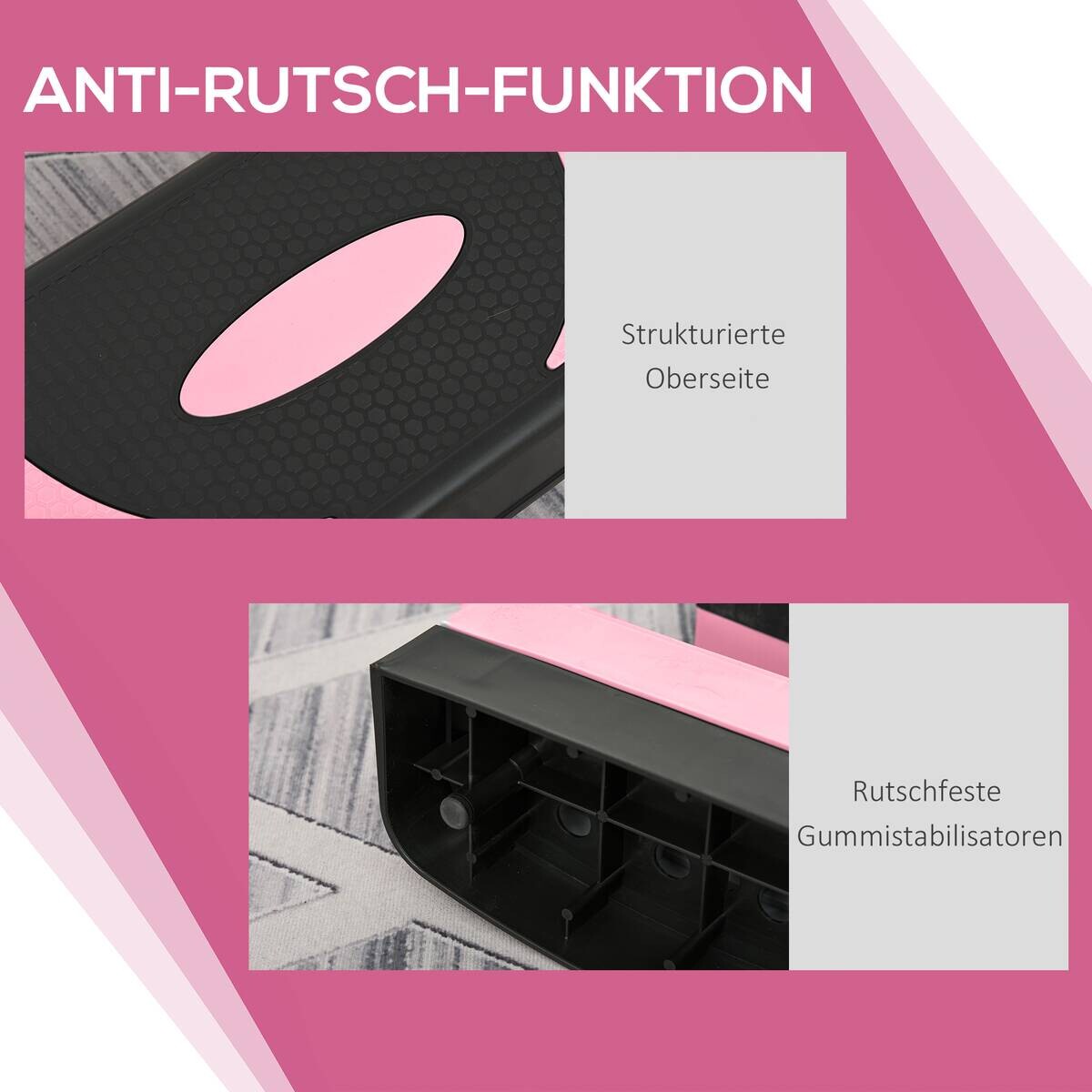 HOMCOM Steppbrett rosa Kunststoff B/H/L: ca. 31x20x80 cm
