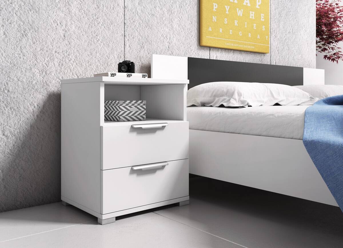 Nachtkonsole NAKA weiß B/H/T: ca. 46x61x42 cm