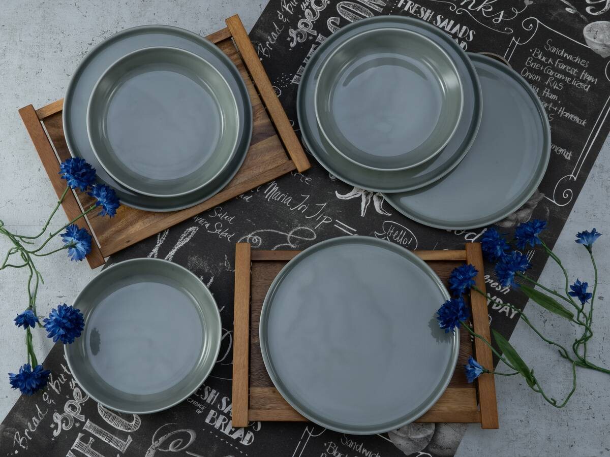 CreaTable Tafelservice Chef Collection grau Porzellan 12 tlg.