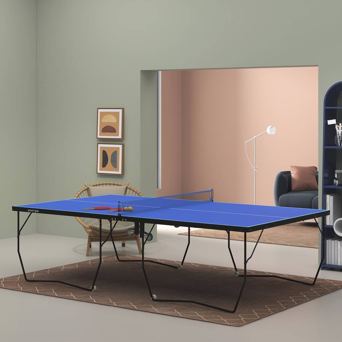 SPORTNOW Tischtennisplatte blau Stahl B/H/L: ca. 152,5x76x274 cm