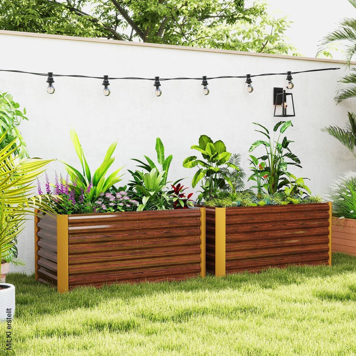 Outsunny Hochbeet 2er Set braun Stahl B/H/L: ca. 60x60x120 cm