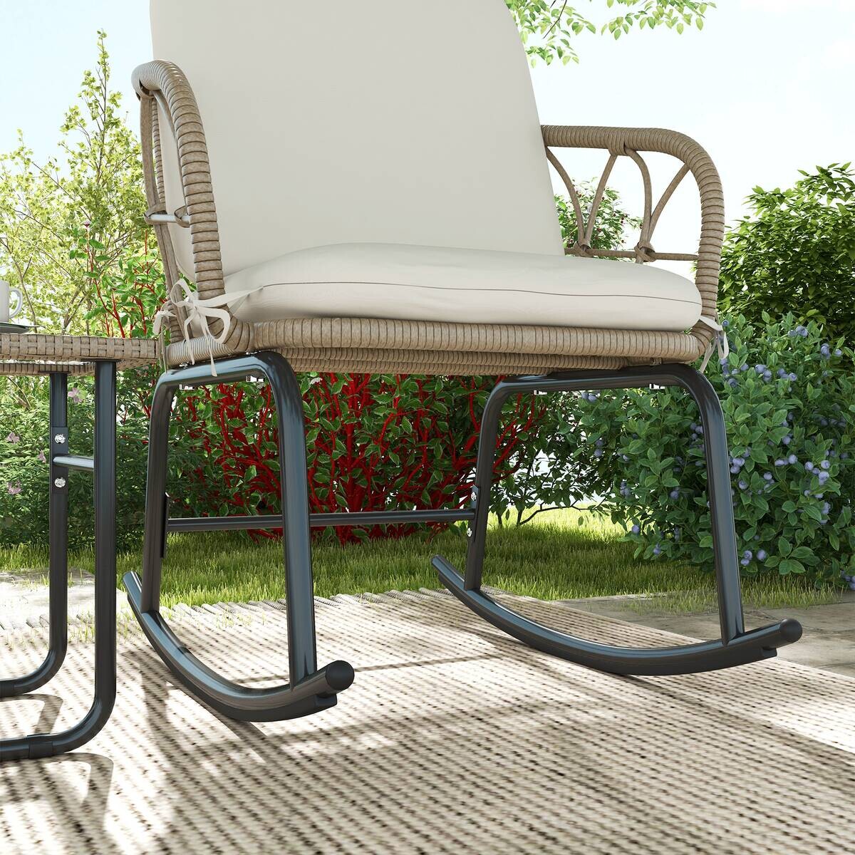 Outsunny Sitzgruppe creme Edelstahl B/H/L: ca. 82x63x75 cm
