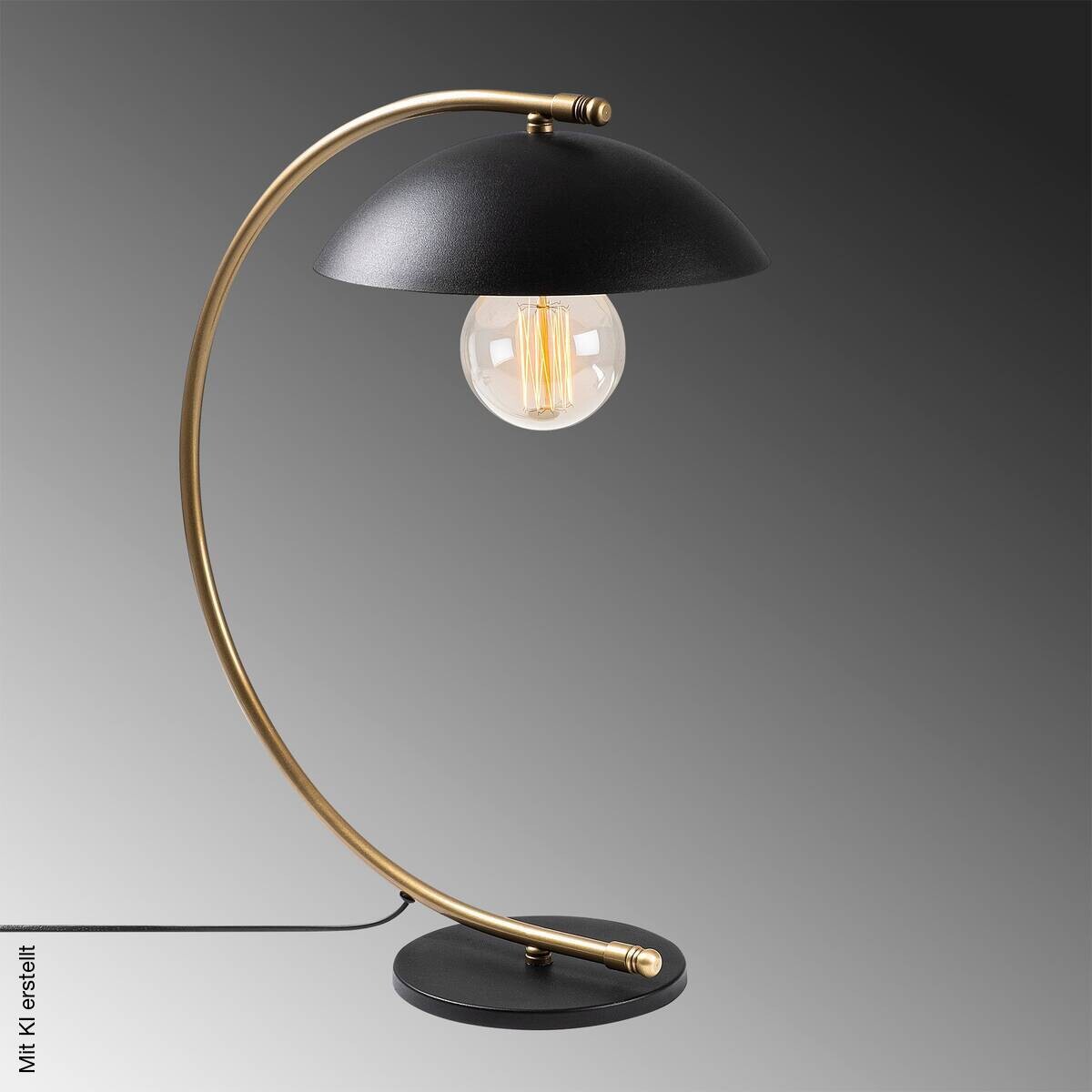 Opviq Tischleuchte schwarz gold Metall B/H/L: ca. 43x55x26 cm E27 1 Brennstellen