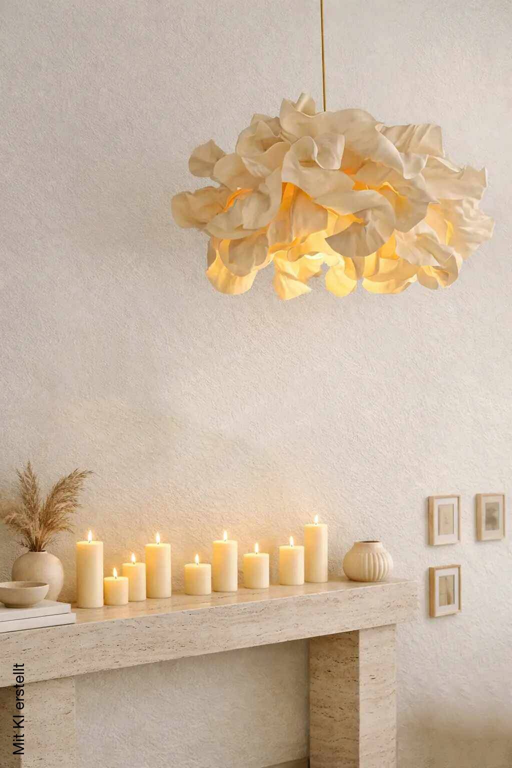 Opviq Pendelleuchte beige Kunststoff B/H/T/L/D: ca. 58x95x58x58x58 cm E27 1 Brennstellen