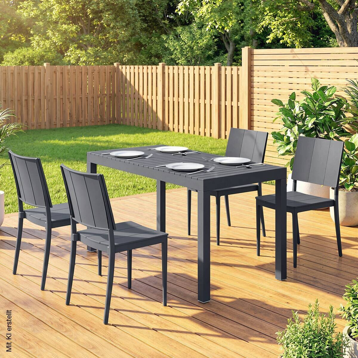 Outsunny Gartensitzgruppe dunkelgrau Kunststoff B/H/L: ca. 70,5x74,5x141,5 cm