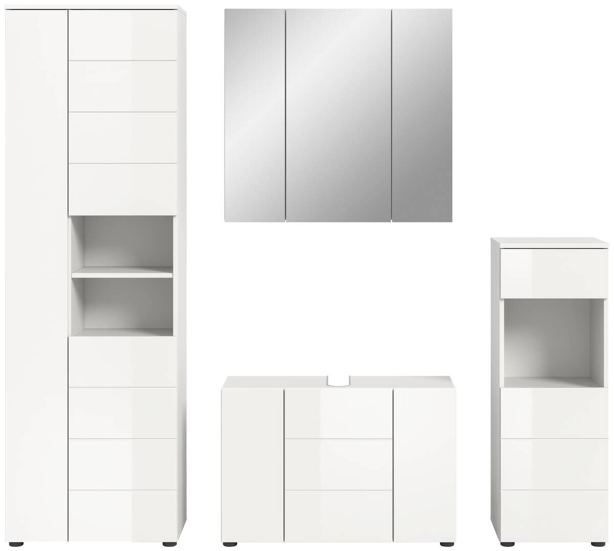 Badezimmer-Set VIRA weiß weiß Hochglanz B/H/T: ca. 210x190x34 cm