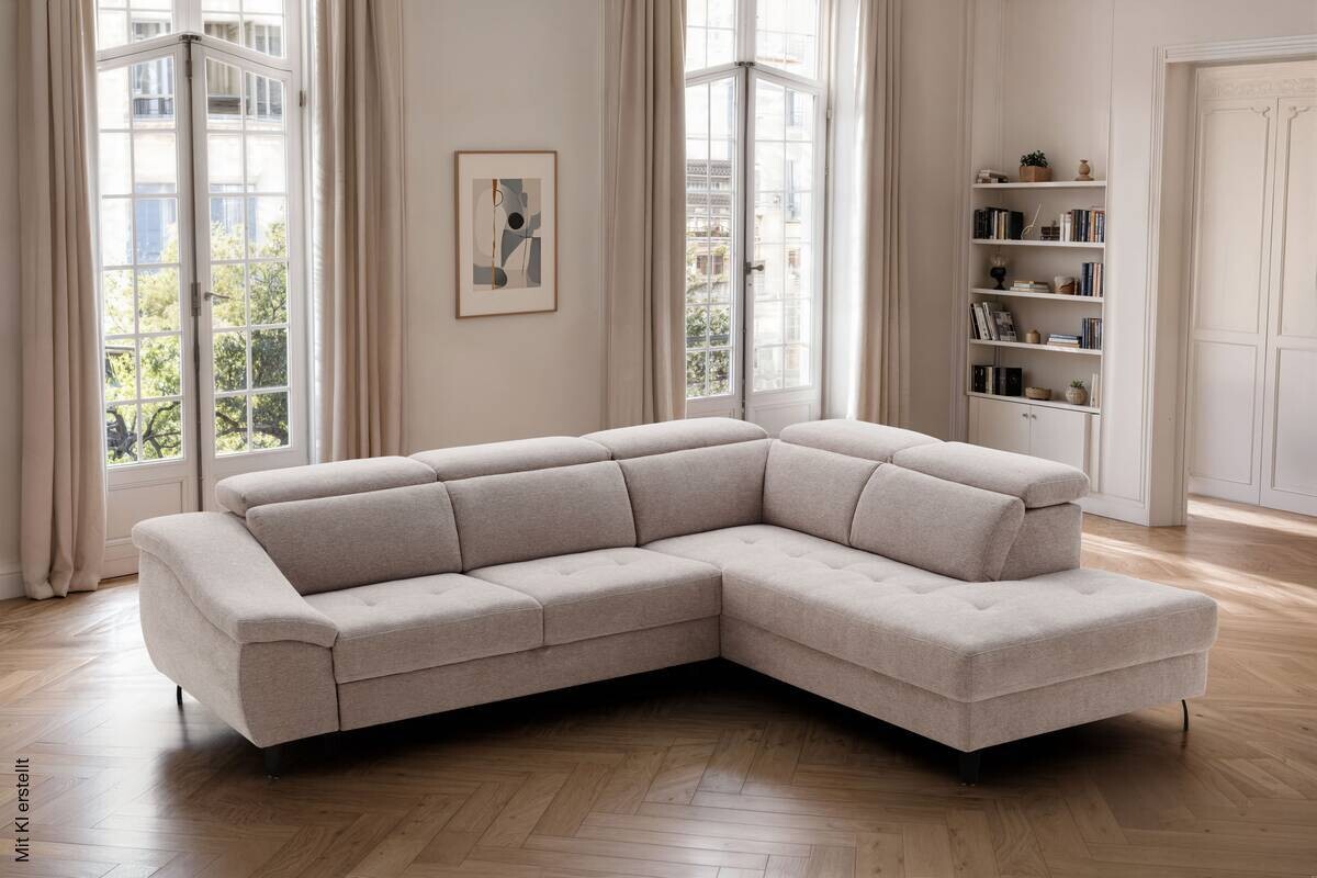 Ecksofa mit Bettfunktion leinen Flachgewebe B/H/T: ca. 280x96x238 cm