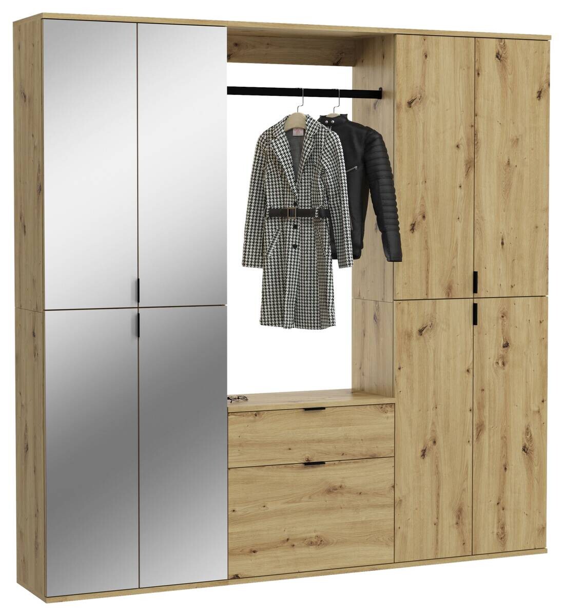 Garderobe PROJEKT Eiche Artisan Nachbildung Spiegel B/H/T: ca. 183x193x34 cm