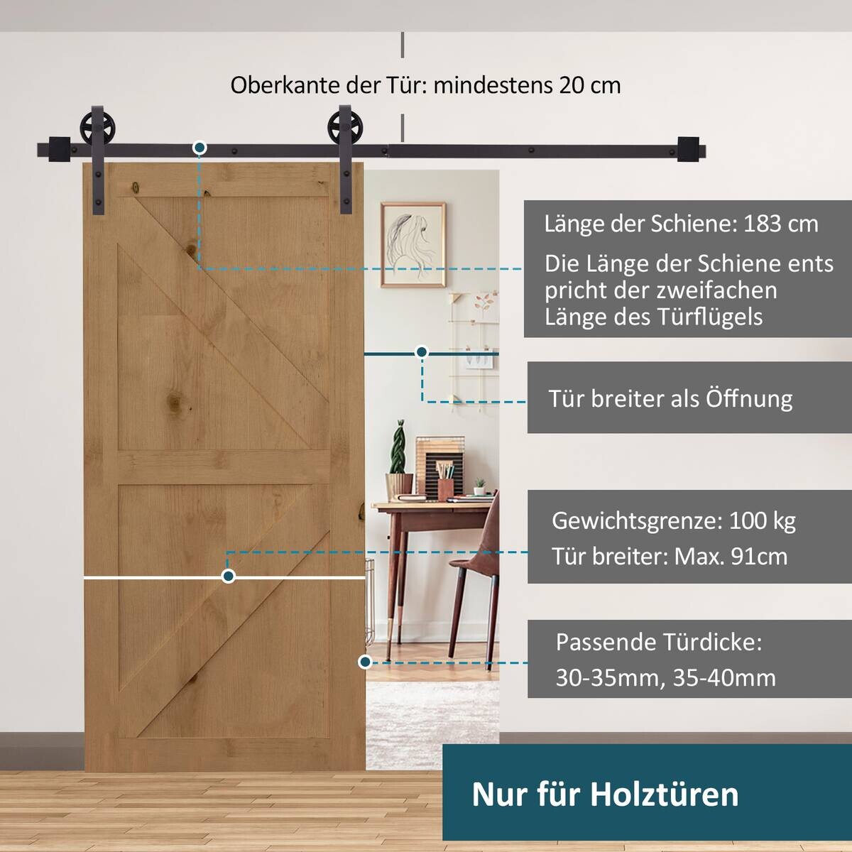 HOMCOM Schiebetür-Beschlagsatz