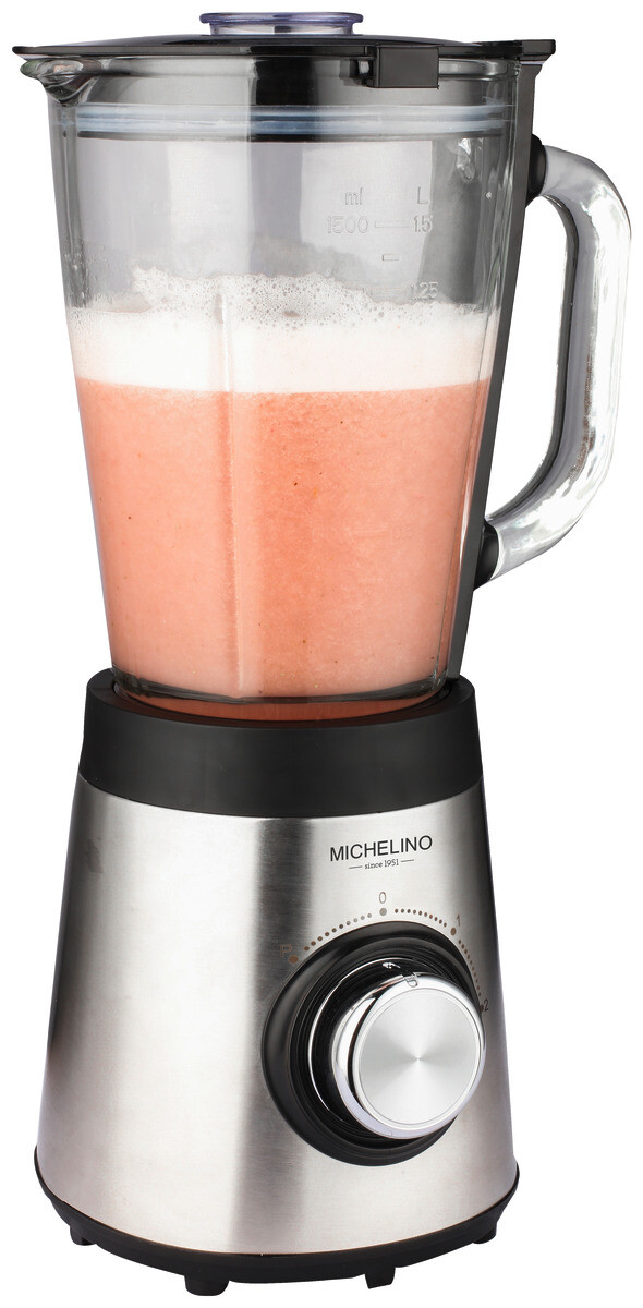 MICHELINO Stabmixer 74251 stahlfarbig schwarz klar Edelstahl Kunststoff Glas B/H/T: ca. 21x37x17 cm