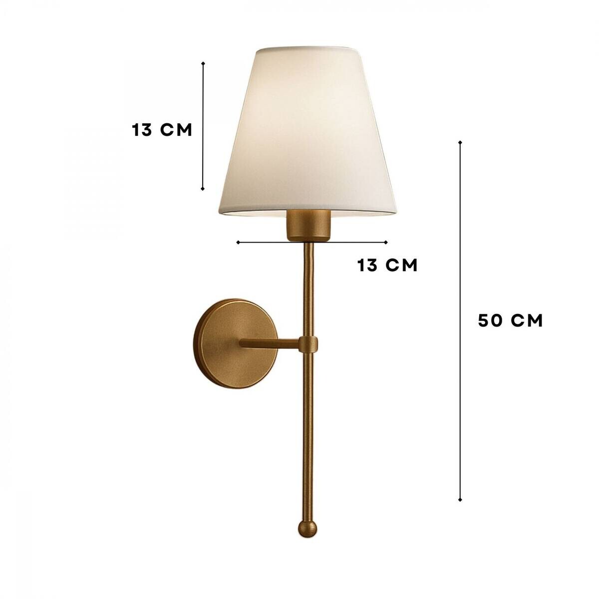 Opviq Wandleuchte gold creme Metall PVC B/H/L: ca. 13x50x13 cm E27 1 Brennstellen