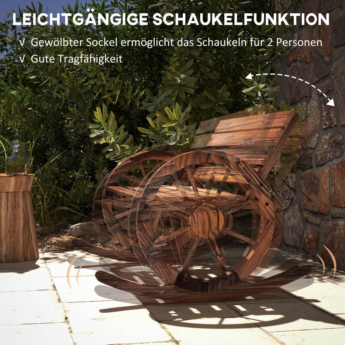 Outsunny Schaukelbank grau Holz B/H/L: ca. 88x105x74 cm