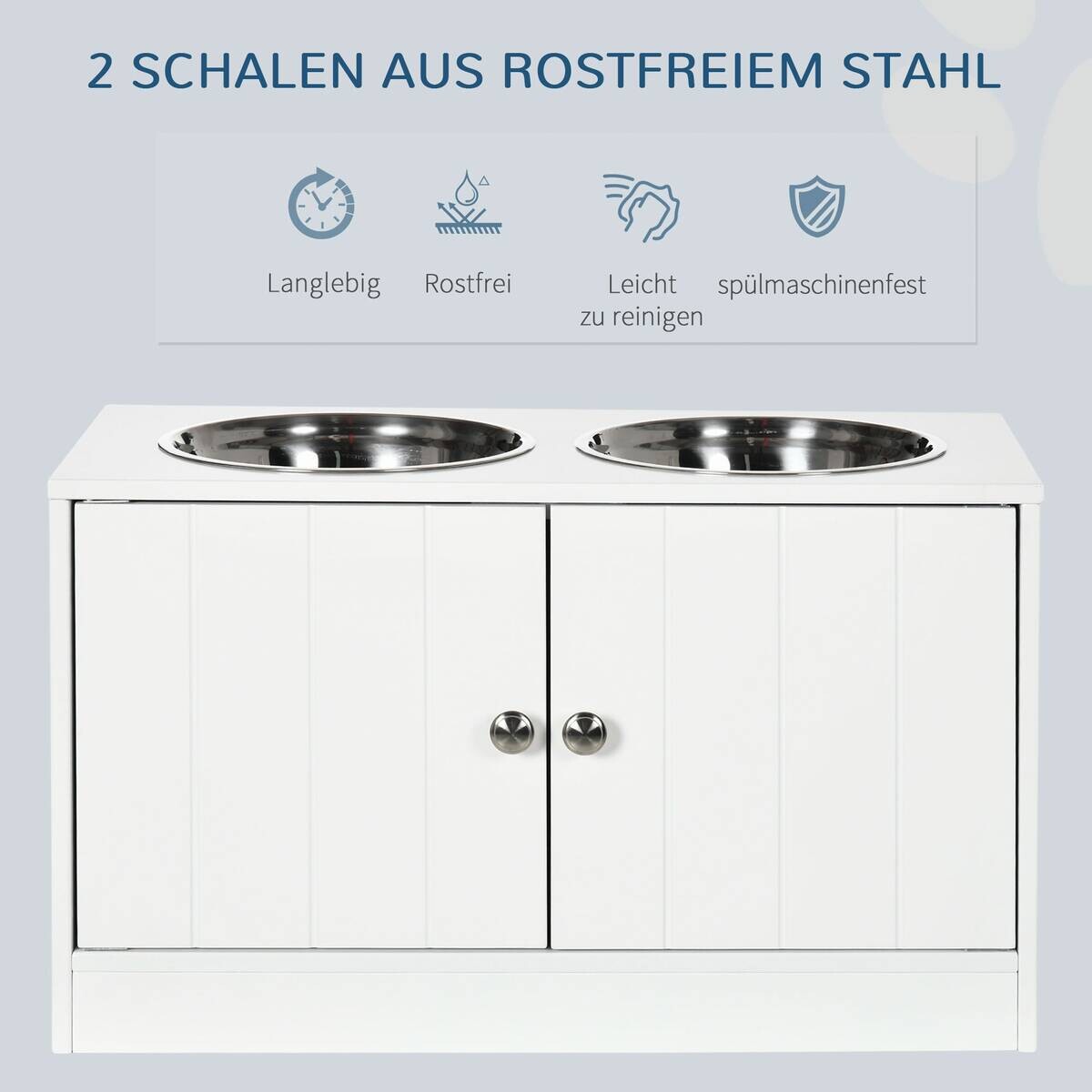 PawHut Futterstation weiß MDF B/H/L: ca. 30x35,5x60 cm