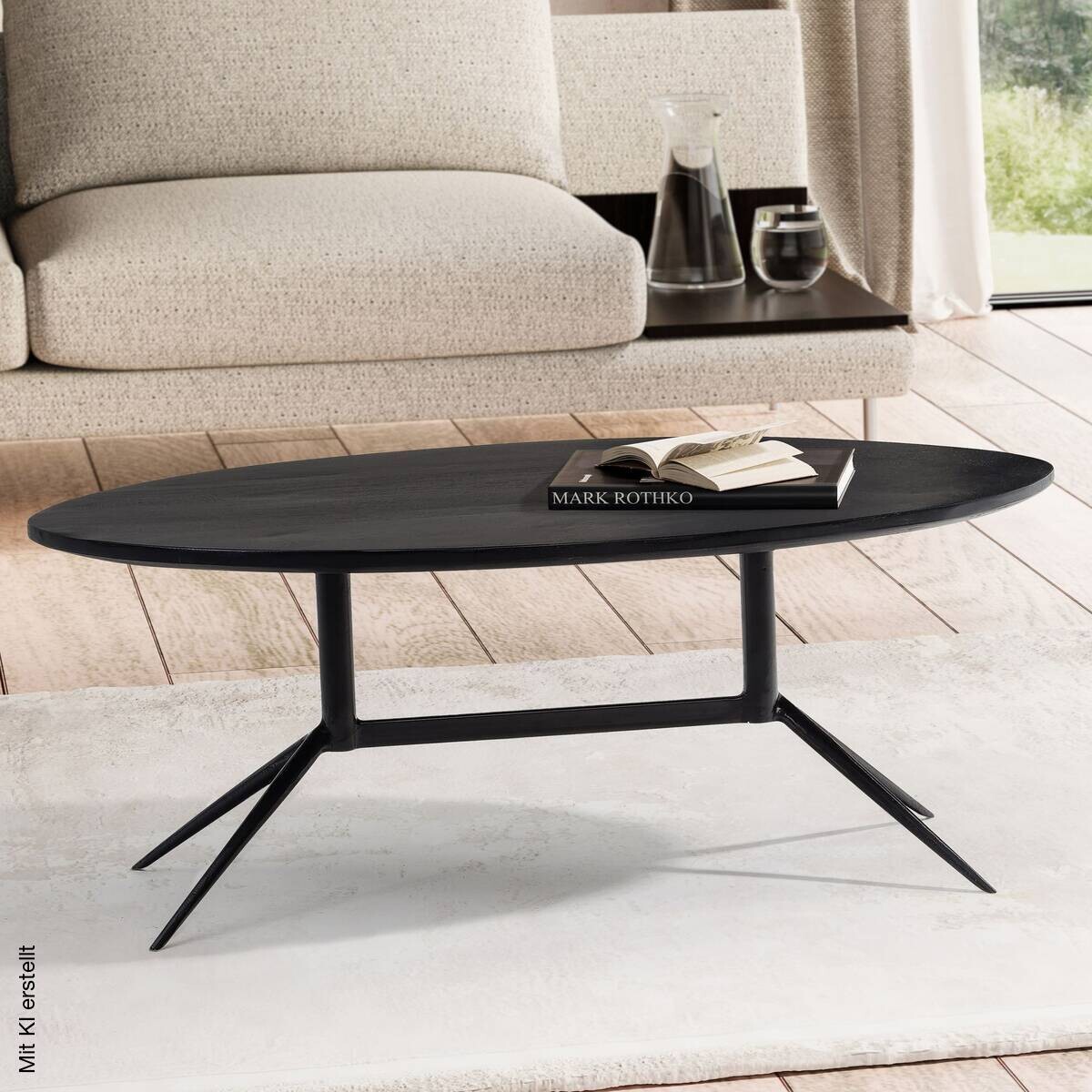 Couchtisch schwarz B/H/T: ca. 90x35x50 cm