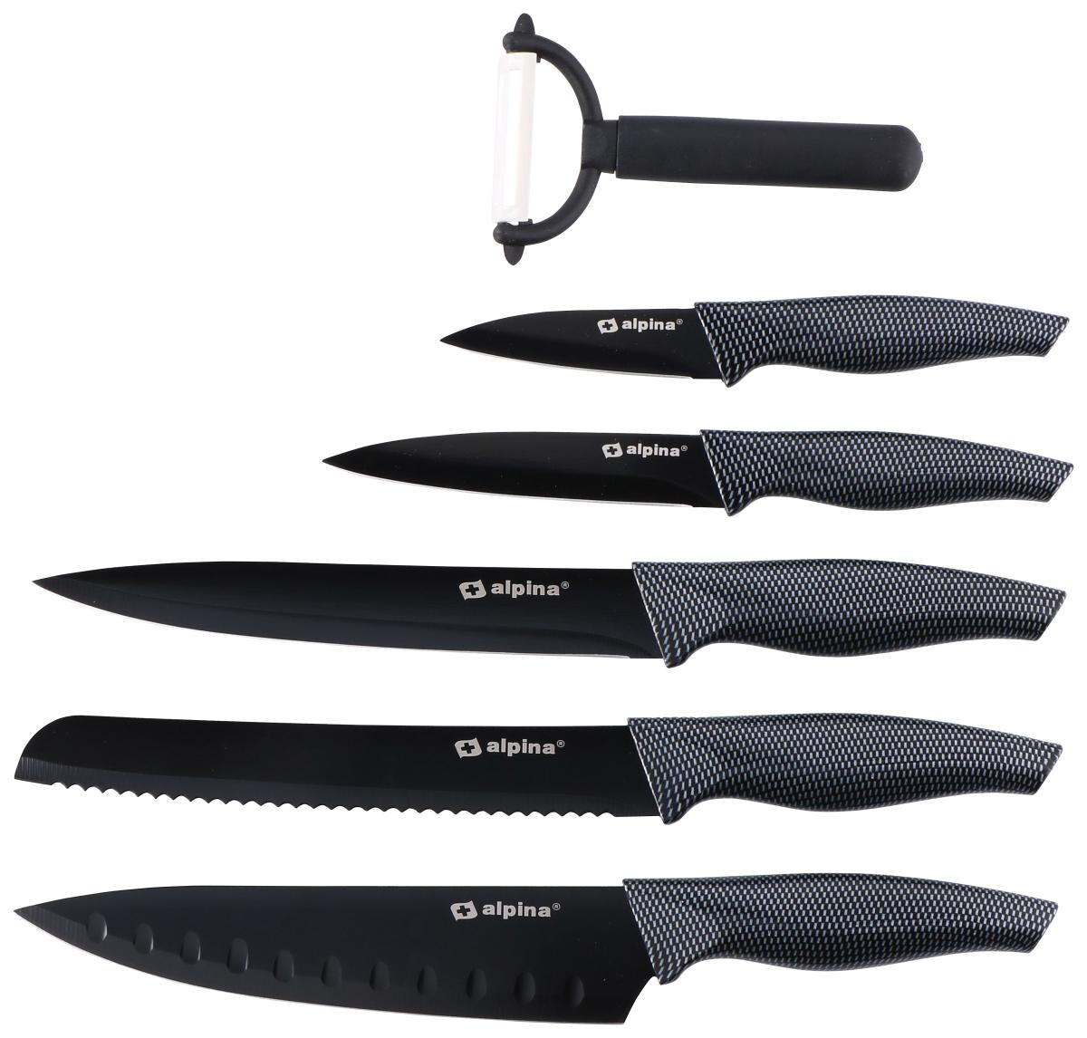 Messerset schwarz Edelstahl 6 tlg.