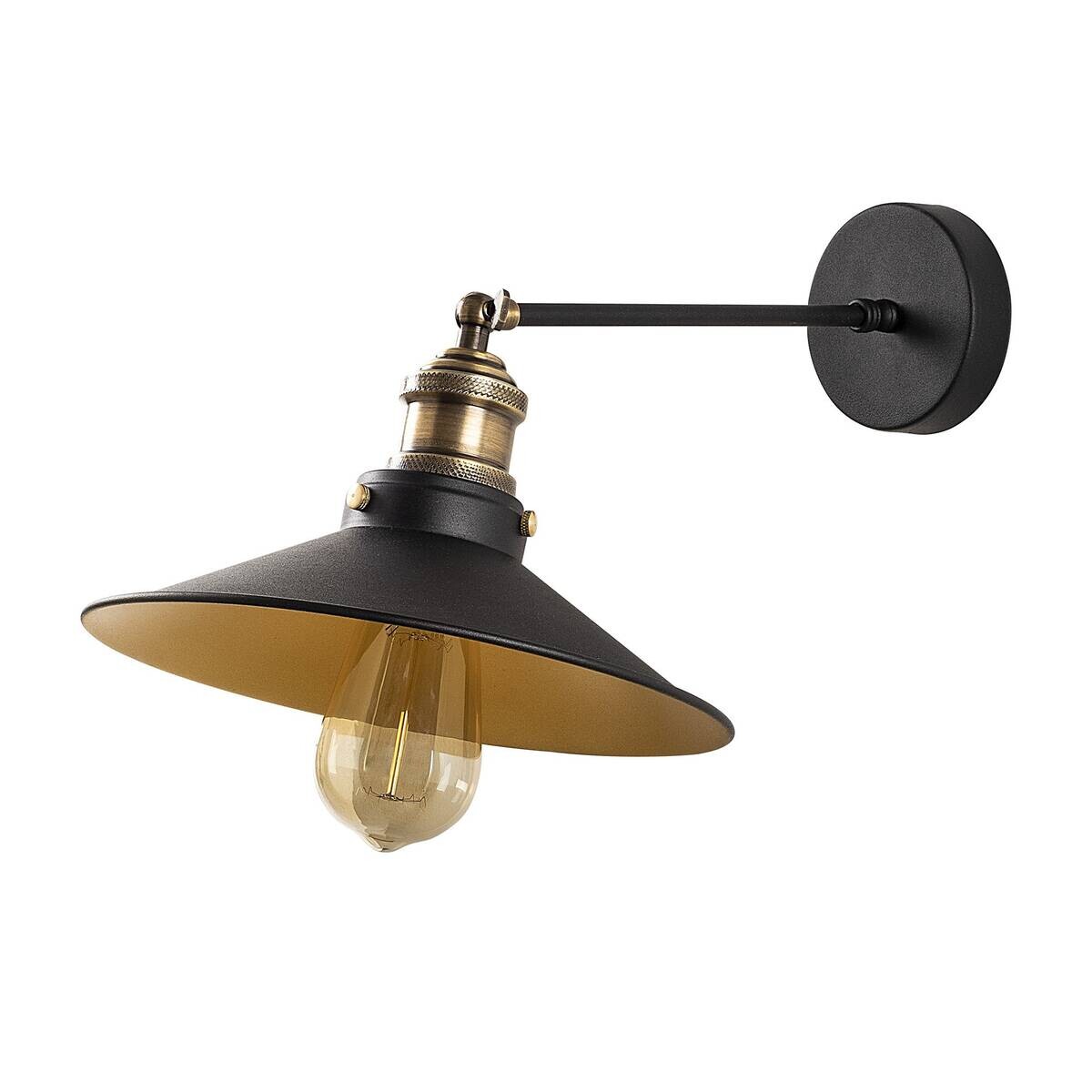 Opviq Wandleuchte Saglam gold schwarz Eisen B/H/T/L/D: ca. 40x20x40x25x25 cm E27 1 Brennstellen