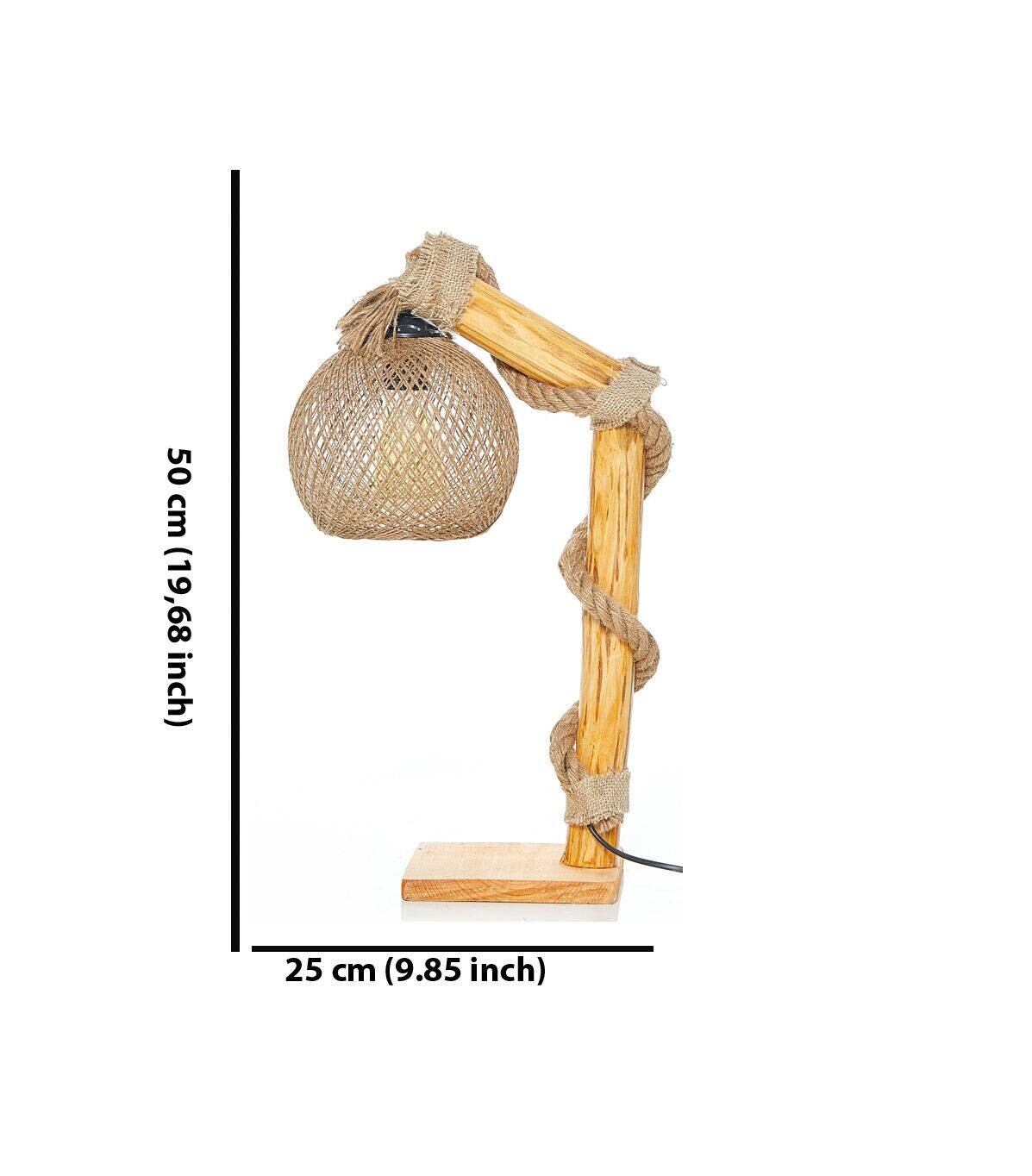 Opviq Tischleuchte Holz B/H/T/L/D: ca. 24x50x24x24x24 cm E27 1 Brennstellen