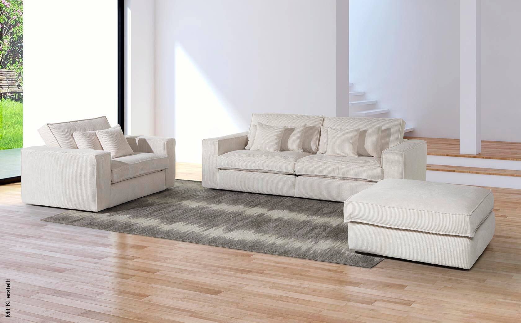 Sofa Marlon beige Microfaser B/H/T: ca. 248x90x110 cm