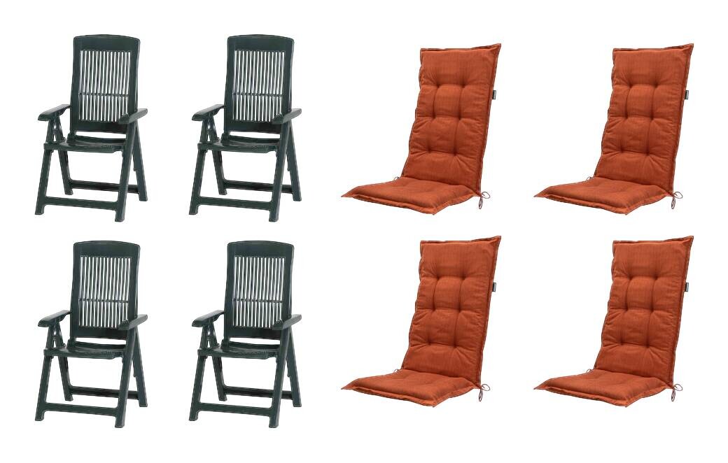 PROGARDEN,MADISON Klappsessel Set + Auflagen Tampa terra Kunststoff B/H/L: ca. 61x109x60 cm