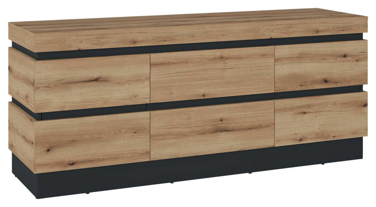 TV-Lowboard Corte Eiche Evoke Coast Nachbildung anthrazit B/H/T: ca. 161x68x45 cm