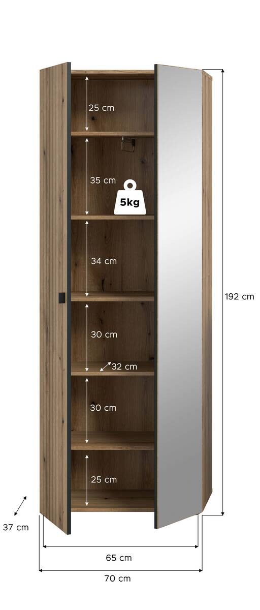 Garderobenschrank STATION Evoke Oak Nachbildung B/H/T: ca. 70x192x37 cm