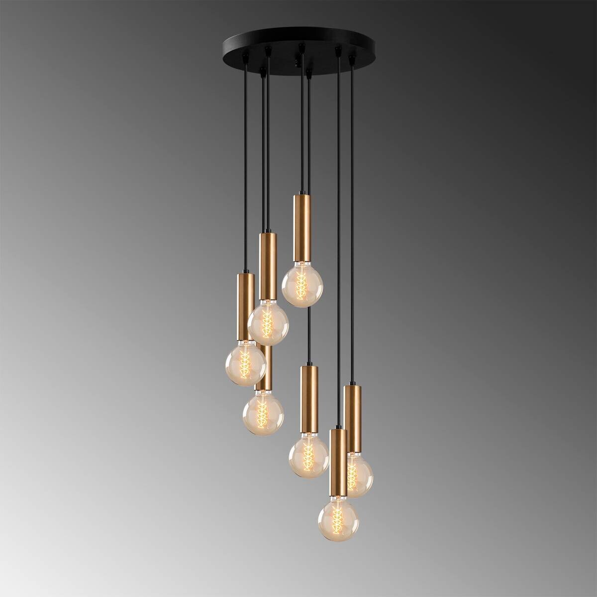 Opviq Pendelleuchte Tempo bronze Metall B/H/T/L/D: ca. 40x136x40x40x40 cm E27 7 Brennstellen