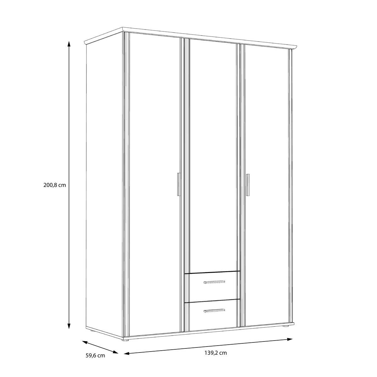 Kleiderschrank Eiche Sonoma Nachbildung B/H/T: ca. 139,2x200,8x59,6 cm