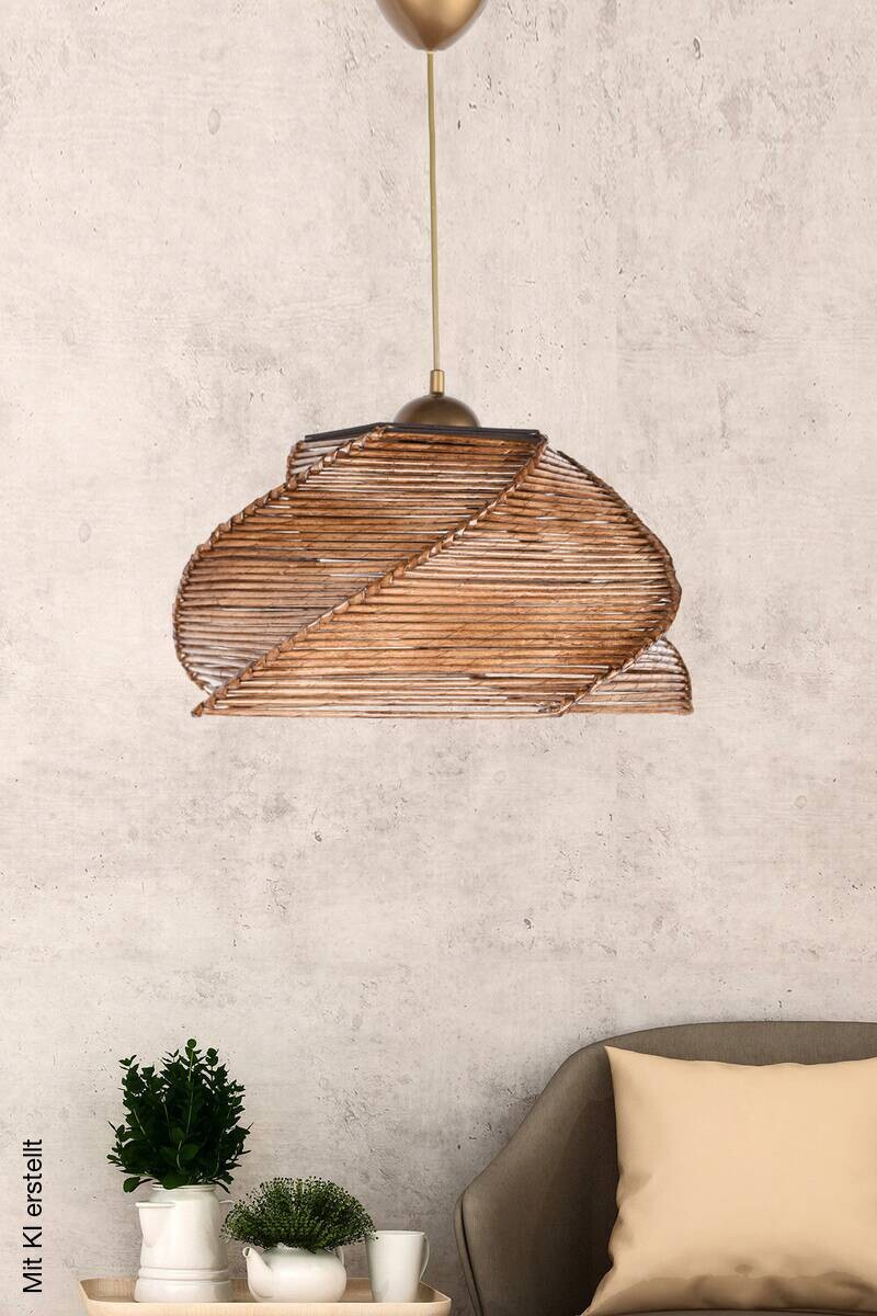 Opviq Pendelleuchte Pentagone Bambus B/H/T/L/D: ca. 36x65x36x36x36 cm E27 1 Brennstellen