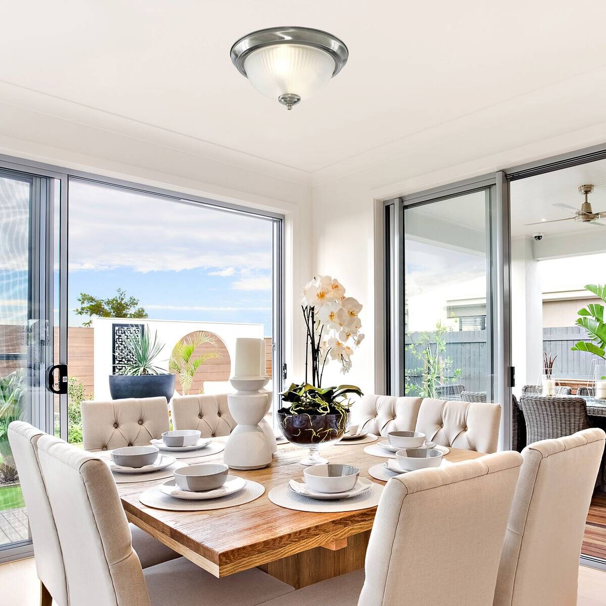 Searchlight Badleuchte American Diner silber Glas Stahl B/H/L/D: ca. 29x15x29x29 cm E14 2 Brennstellen