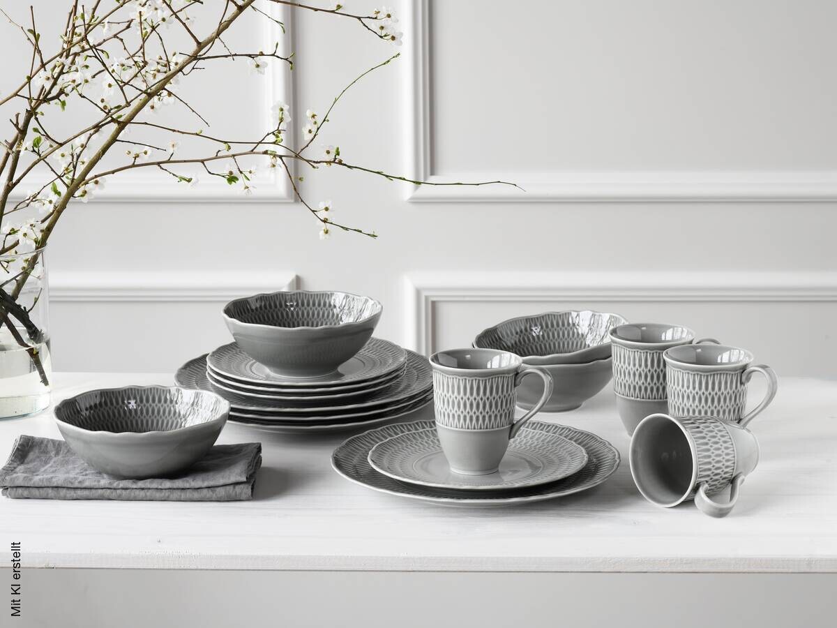 CreaTable Kombiservice Sofia grau Porzellan 16 tlg.
