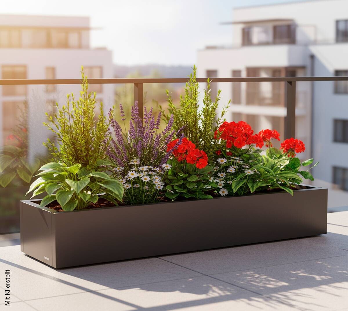 Herstera Garden Pflanzkübel Cube anthrazit Metall B/H/L: ca. 150x25x40 cm