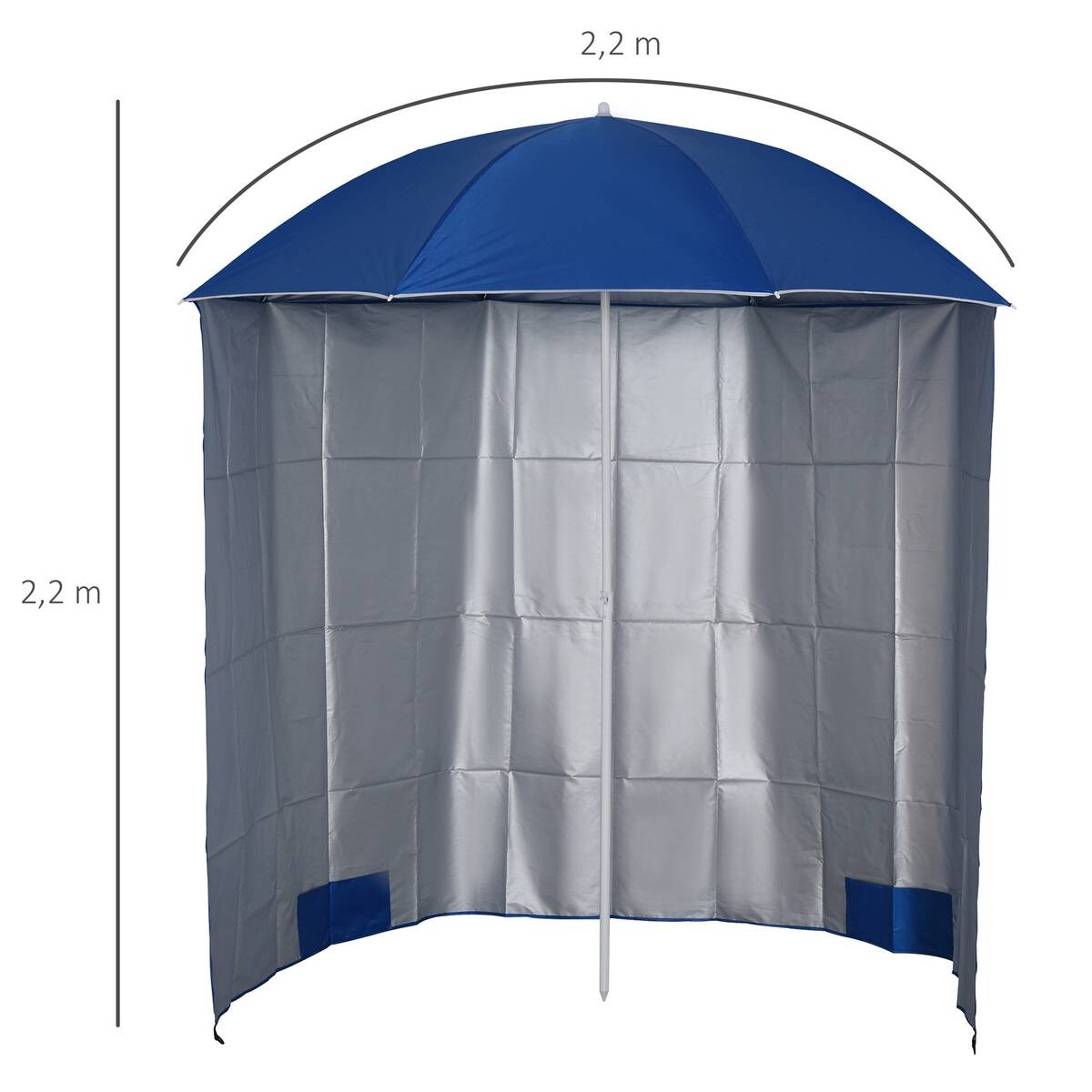 Outsunny Sonnenschirm blau Metall D: ca. 220 cm