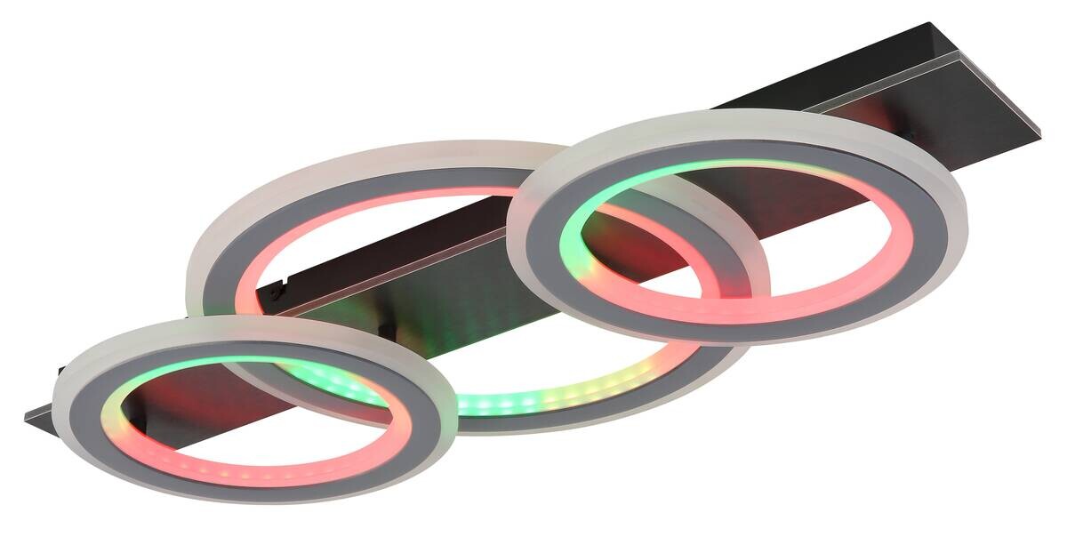 GLOBO LED-Deckenleuchte Opal mattschwarz grau Acryl Metall Kunststoff B/H/L: ca. 37x8x73 cm 1 Brennstellen