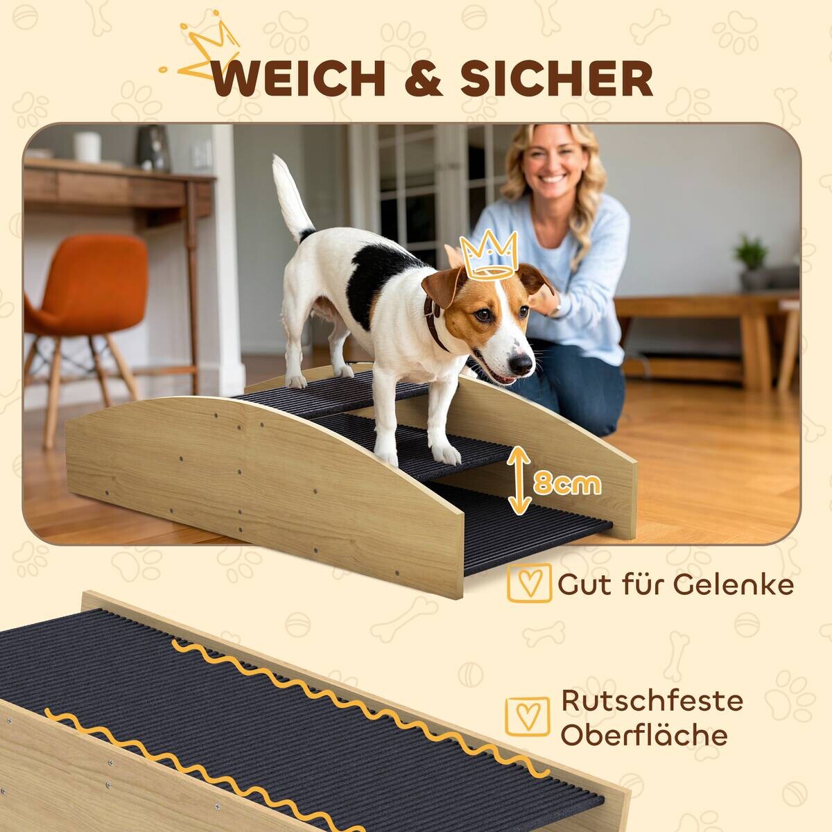 PawHut Hundewippe Holzoptik Holz B/H/L: ca. 39,5x20x80 cm