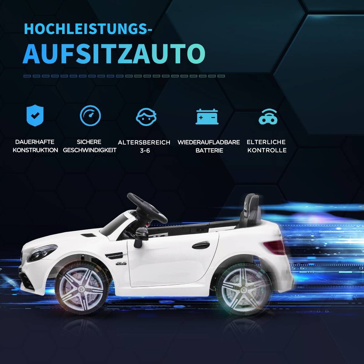 AIYAPLAY Kinder-Elektroauto weiß B/H/L: ca. 62,5x44x107 cm
