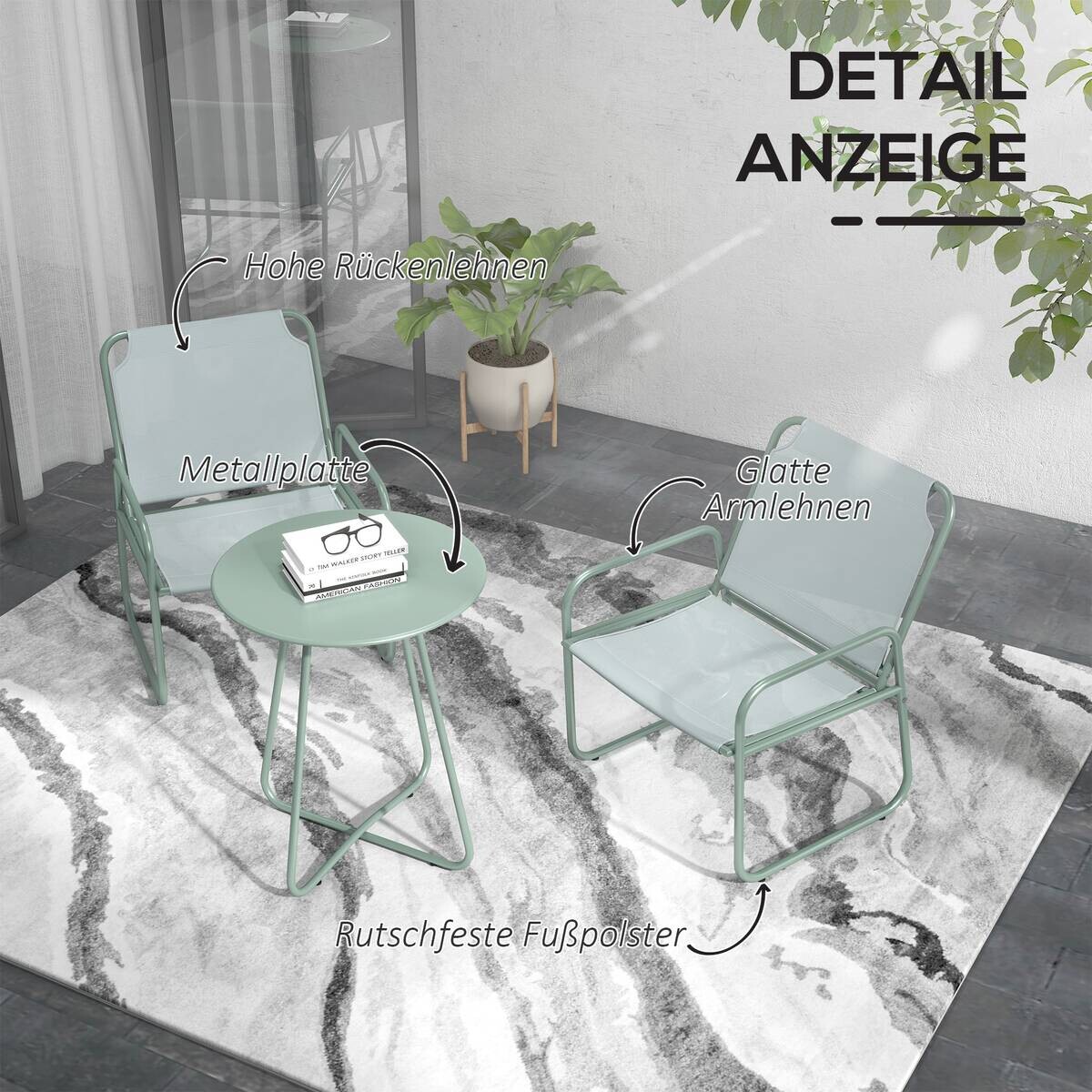 Outsunny Sitzgruppe grün Mesh B/H/L: ca. 57x63x82 cm