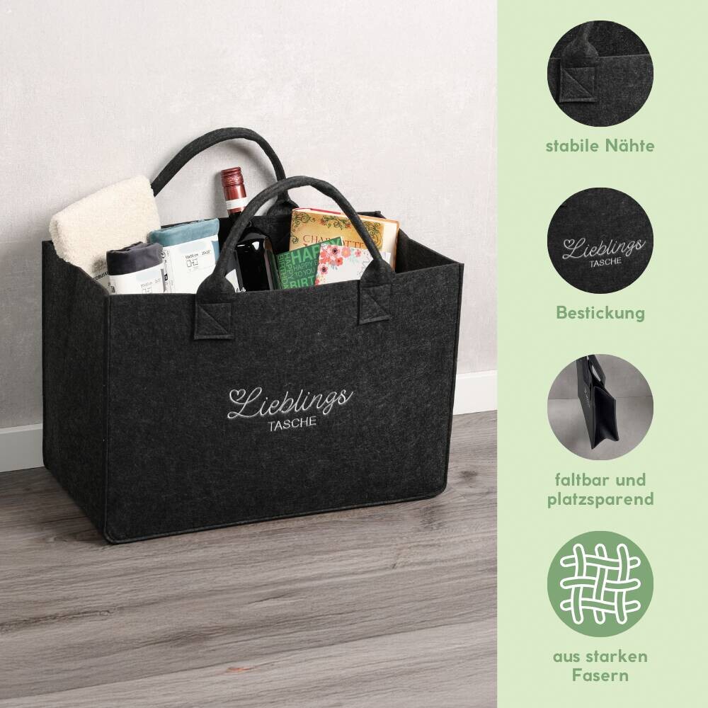 Kesper Tasche Filz grau Polyester B/H/L: ca. 25x34x50 cm